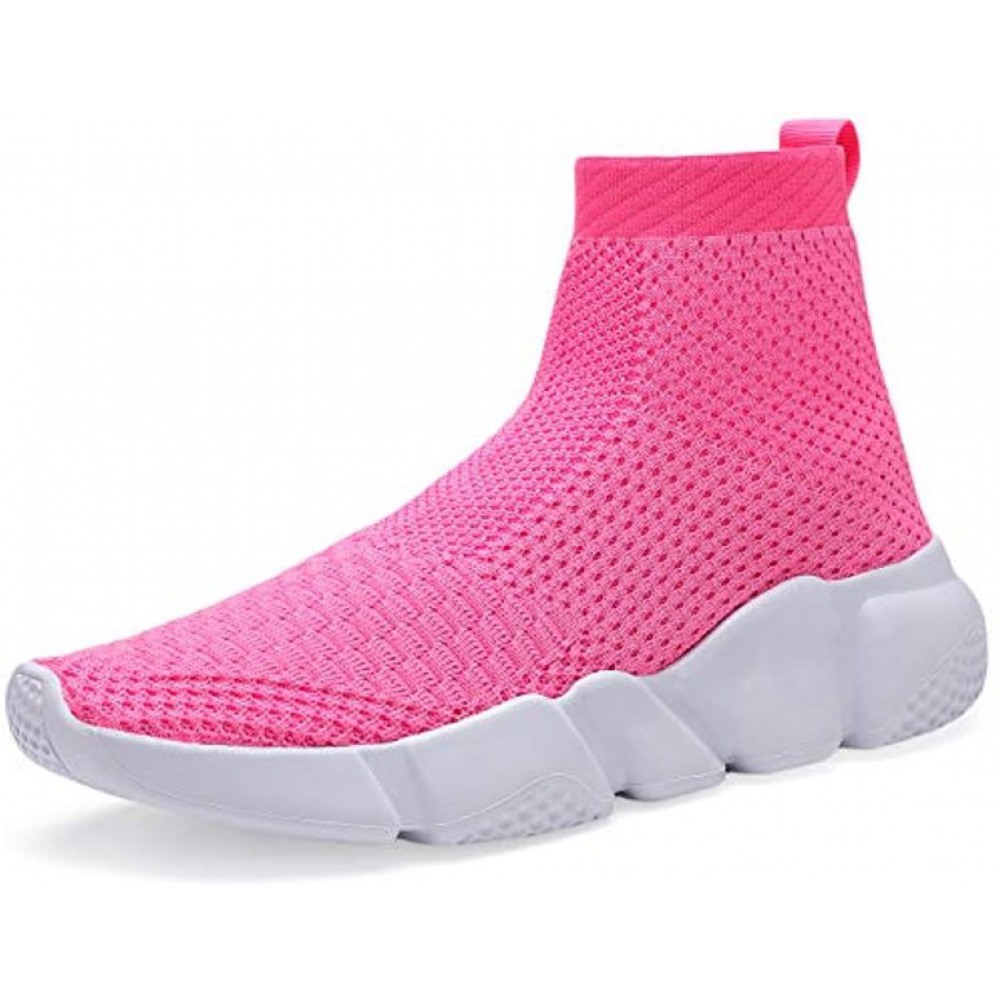 Walking Shoes Slip-On Sneakers Breathable Lightweight Athletic Running Shoes High Top Pink