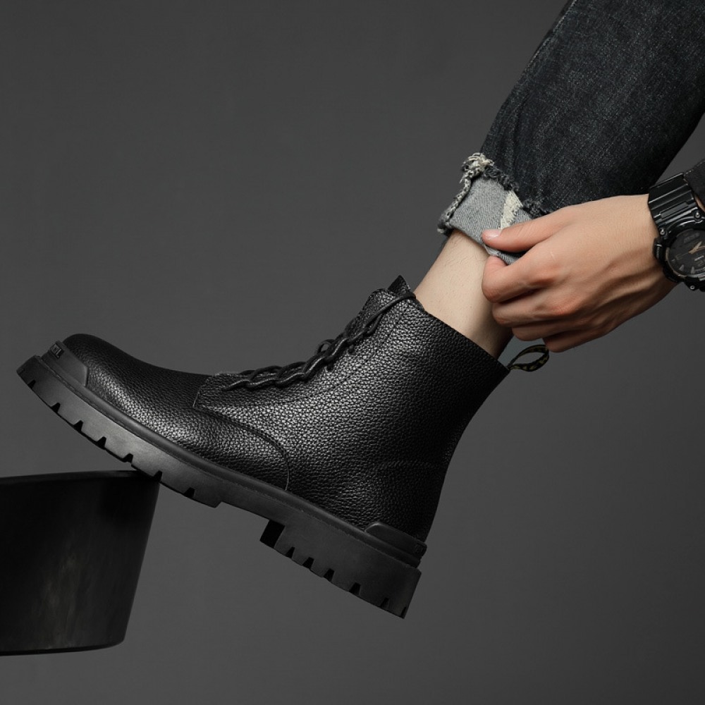 Autumn And Winter New Trend Round Toe Mid-Tube Martin Boots