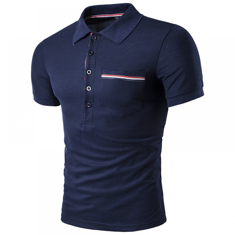 Casual Men's T-Shirt Short Sleeve Lapel Polo Shirt British Style